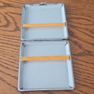 Vintage Silver Compact Case with Orange Straps
